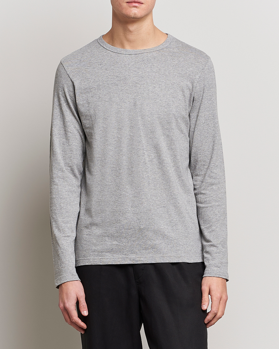 Herre | Tøj | Merz b. Schwanen | 1950s Classic Loopwheeled Longsleeve Tee Grey Marl