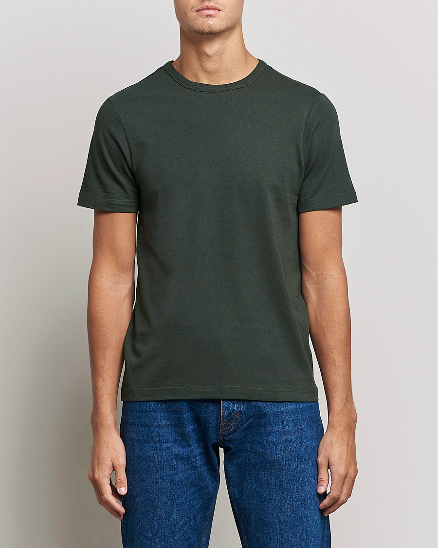 Herre | T-Shirts | Merz b. Schwanen | Relaxed Loopwheeled Sturdy Tee Forest