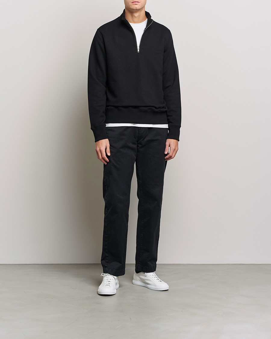 Herre | Trøjer | Merz b. Schwanen | Organic Cotton Half Zip Sweat Black