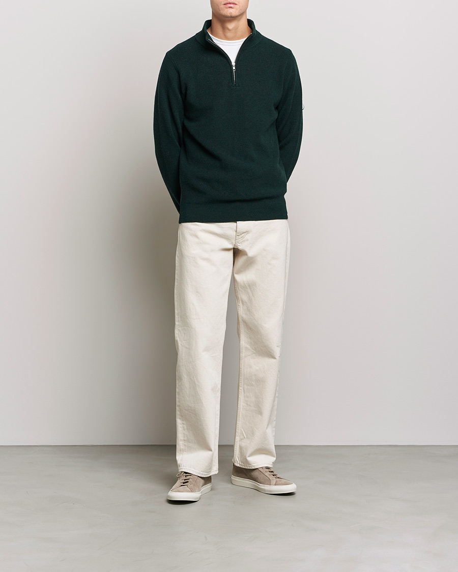 Herre | Trøjer | Merz b. Schwanen | Merino Wool Half Zip Forest