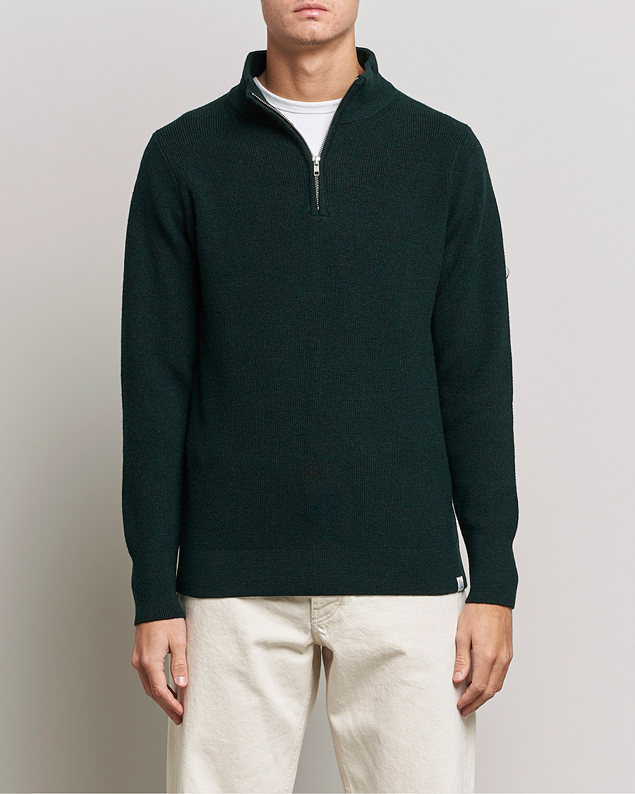 Herre | Trøjer | Merz b. Schwanen | Merino Wool Half Zip Forest