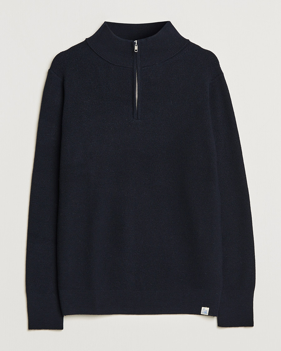 Herre | Trøjer | Merz b. Schwanen | Merino Wool Half Zip Dark Navy