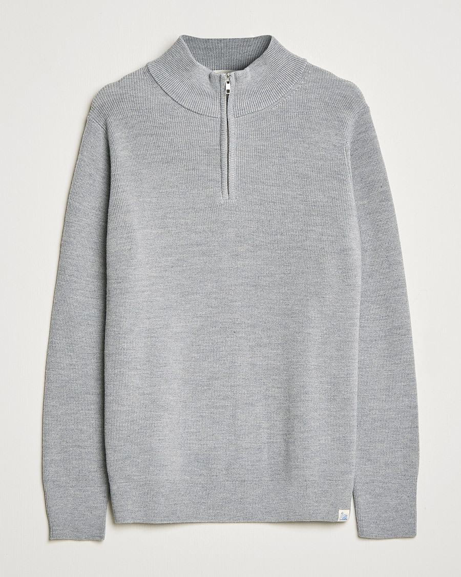 Herre | Trøjer | Merz b. Schwanen | Merino Wool Half Zip Grey Mel