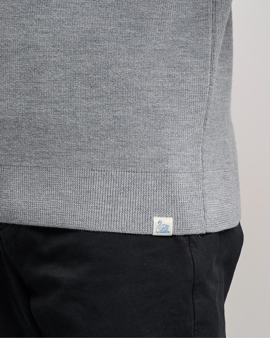 Herre | Trøjer | Merz b. Schwanen | Merino Wool Half Zip Grey Mel