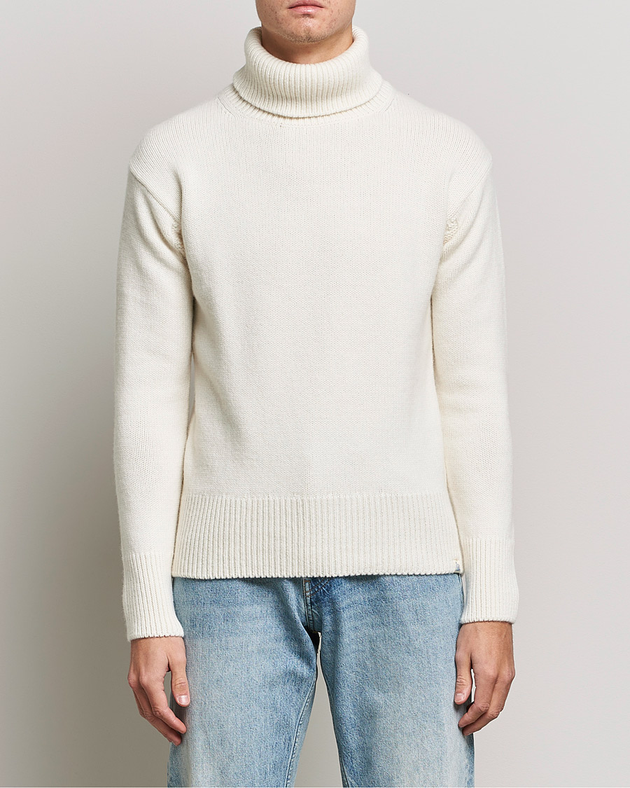 Herre | Trøjer | Merz b. Schwanen | Merino/Cashmere Knitted Turtleneck Nature