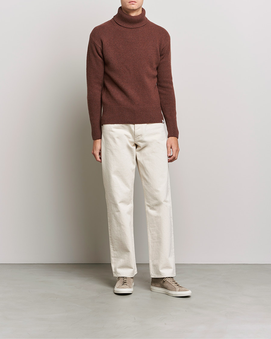 Herre | Trøjer | Merz b. Schwanen | Cashmere/Merino Rollneck Chestnut