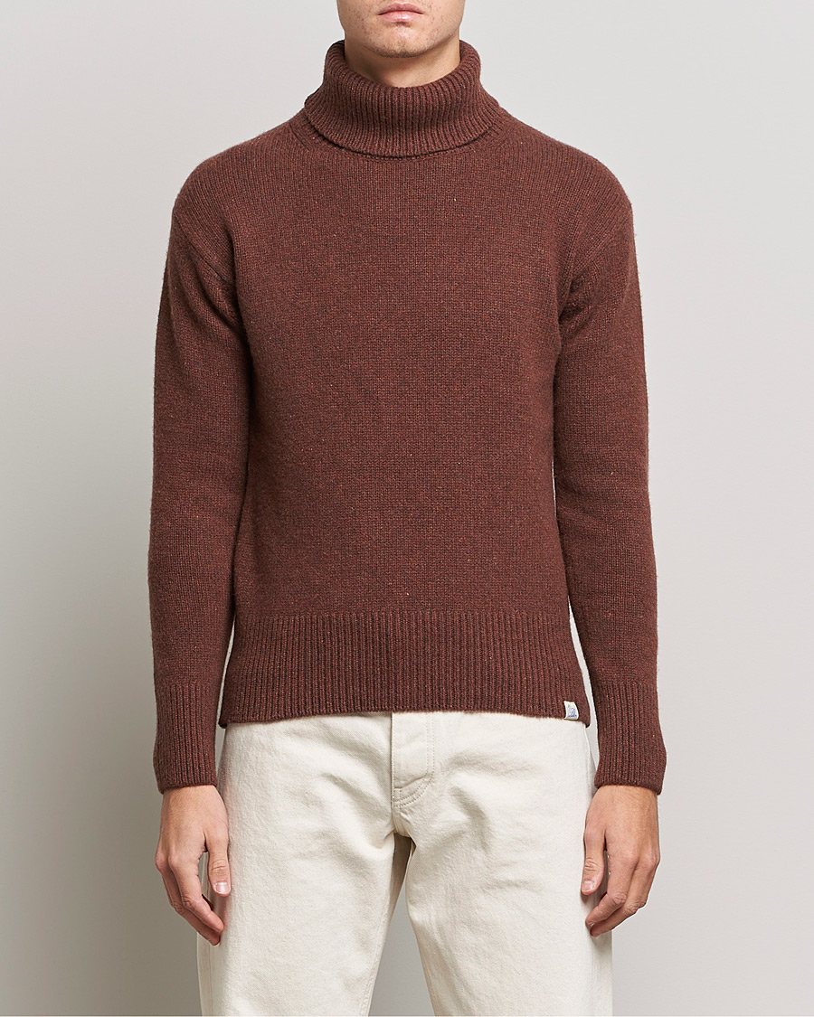Herre | Trøjer | Merz b. Schwanen | Cashmere/Merino Rollneck Chestnut