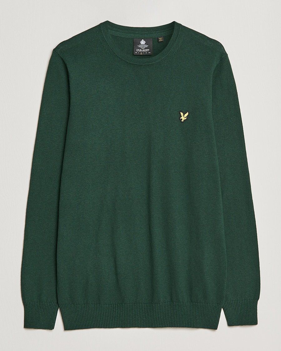 Herre | Trøjer | Lyle & Scott | Crew Neck Cotton/Merino Jumper Dark Green
