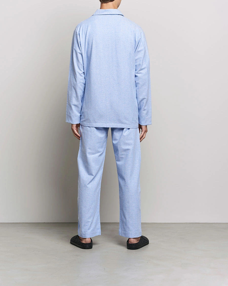 Herre | Nattøj | Derek Rose | Brushed Cotton Flannel Herringbone Pyjama Set Blue
