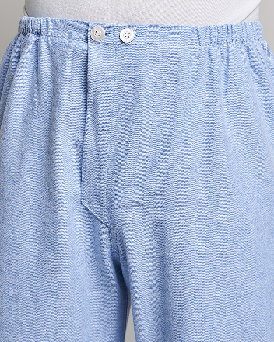 Herre | Pyjamas & Morgenkåber | Derek Rose | Brushed Cotton Flannel Herringbone Pyjama Set Blue