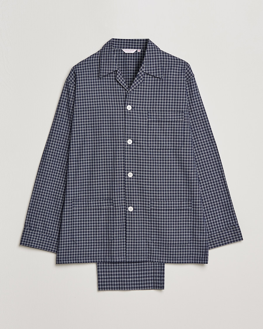 Herre | Pyjamas & Morgenkåber | Derek Rose | Checked Cotton Pyjama Set Navy