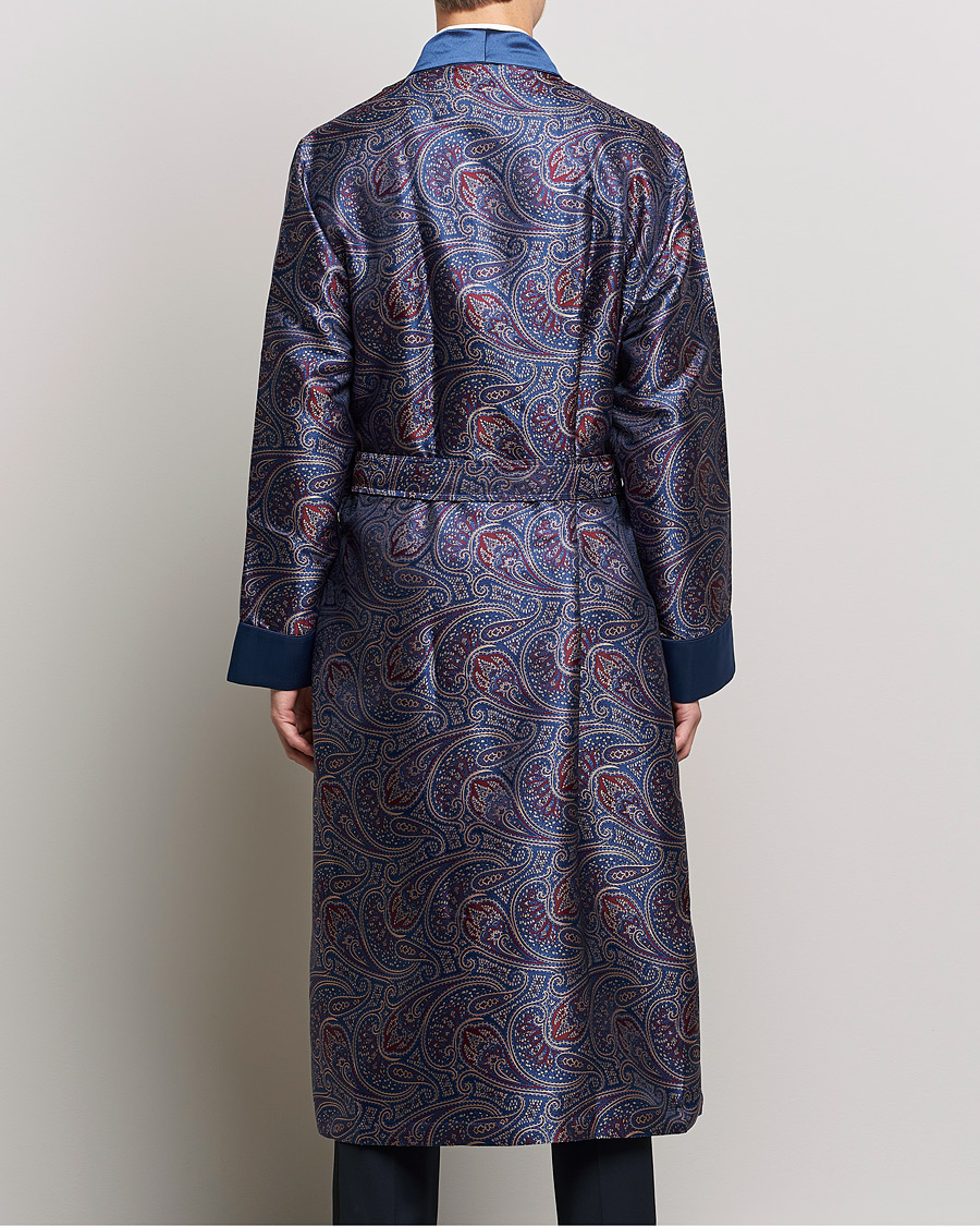 Herre | Pyjamas & Morgenkåber | Derek Rose | Pure Silk Paisley Dressing Gown Navy