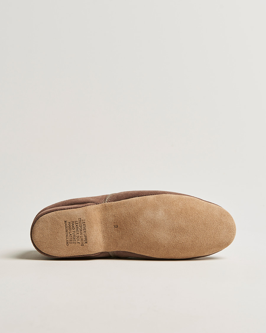 Herre | Derek Rose Crawford Sheepskin Suede Slippers Beige | Derek Rose | Crawford Sheepskin Suede Slippers Beige