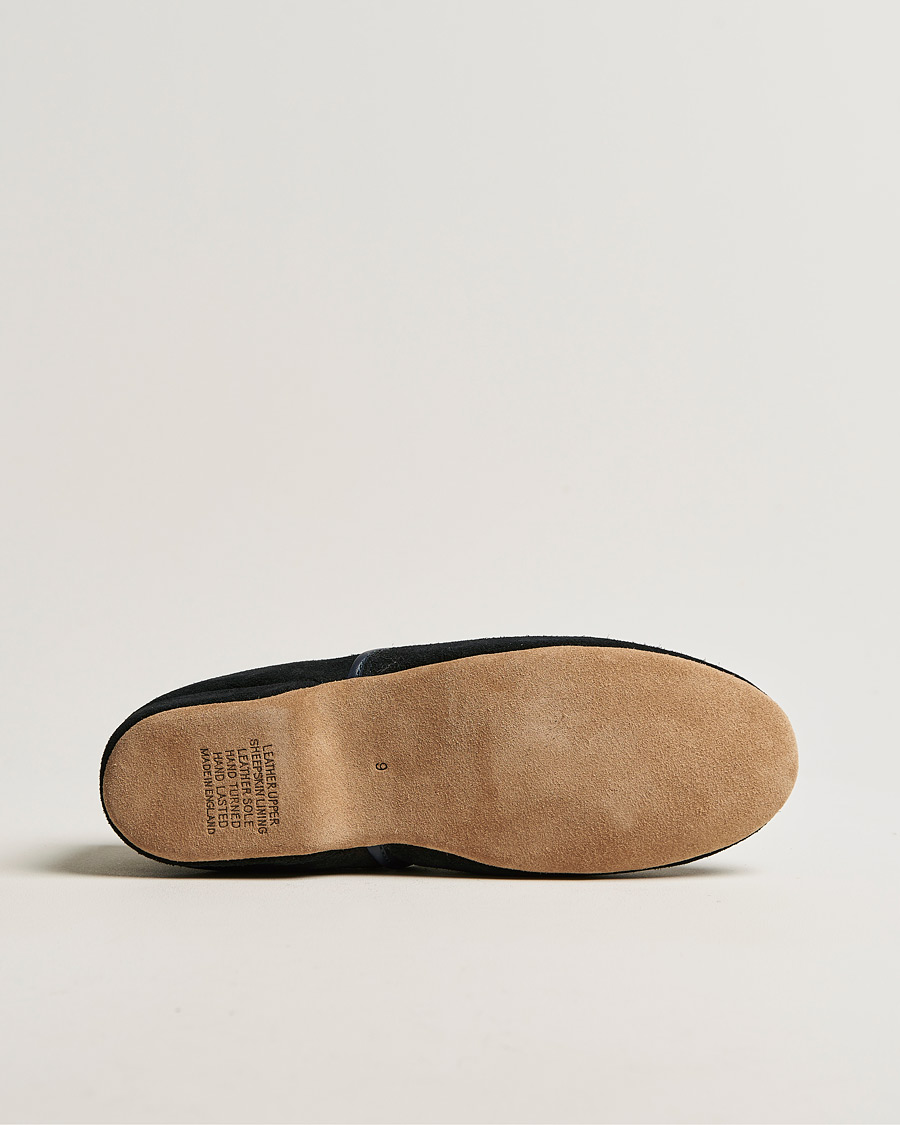 Herre | Derek Rose Crawford Sheepskin Suede Slippers Navy | Derek Rose | Crawford Sheepskin Suede Slippers Navy