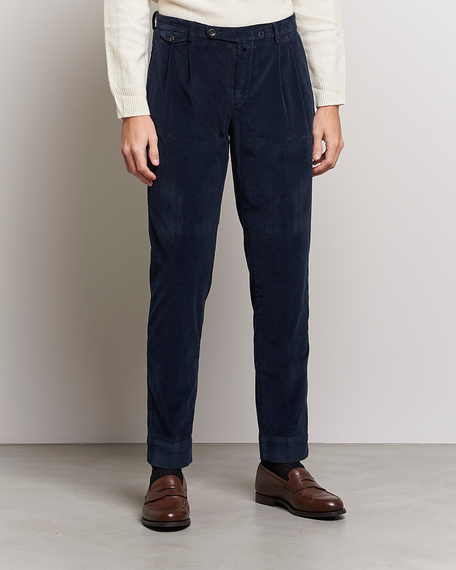 Herre | Chinos | Briglia 1949 | Easy Fit Corduroy Trousers Navy