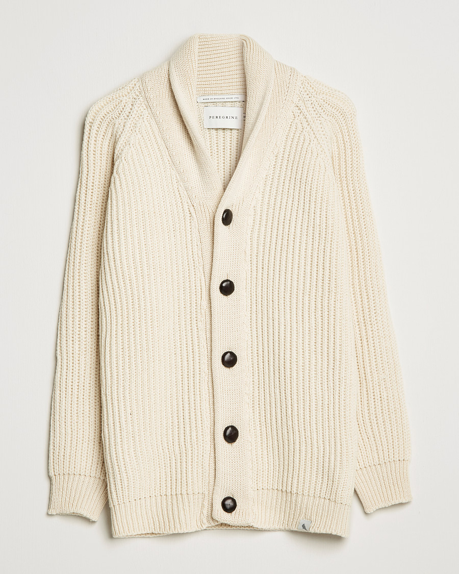 Herre | Trøjer | Peregrine | Wilkinson Ribbed Wool Cardigan Cream