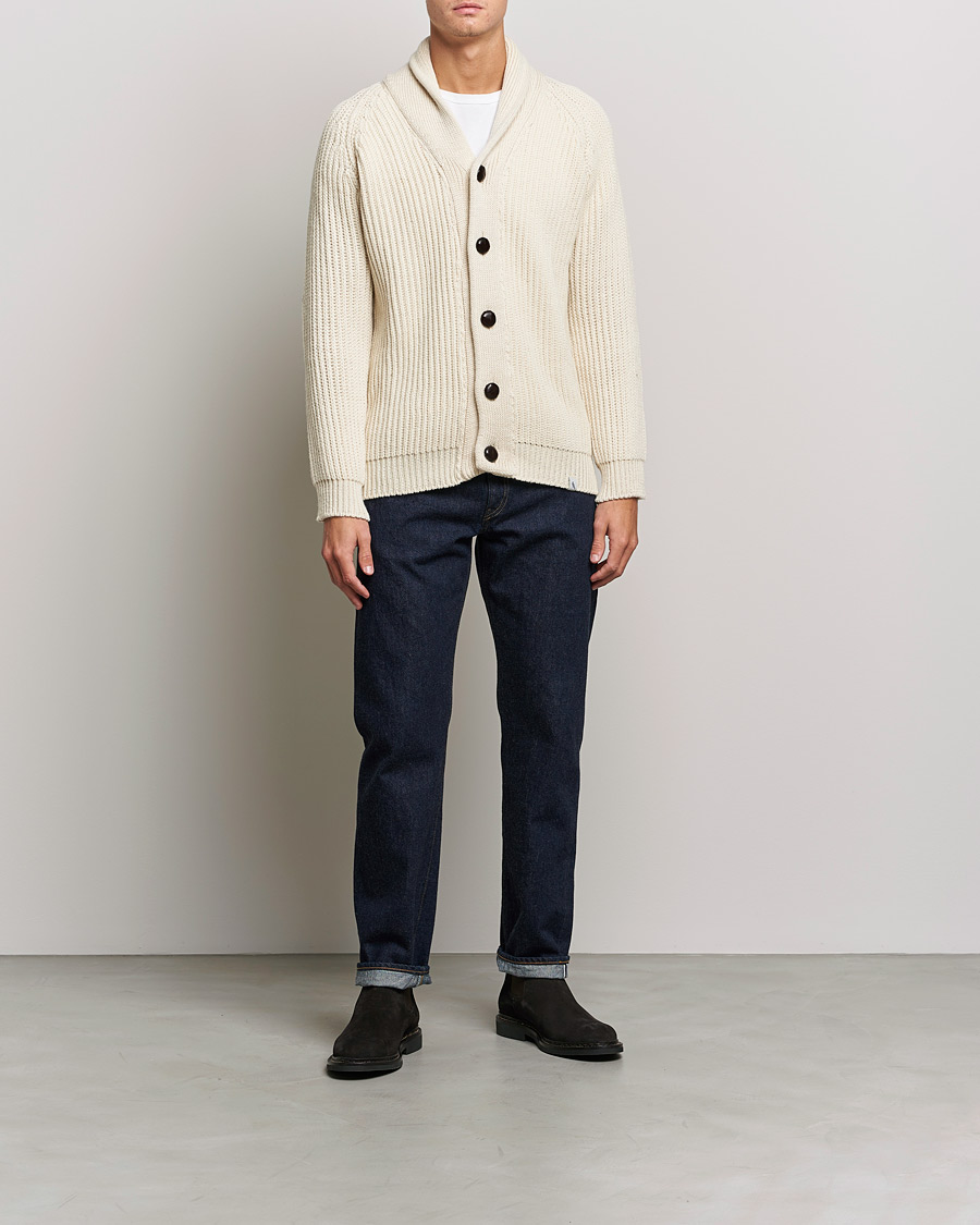 Herre | Trøjer | Peregrine | Wilkinson Ribbed Wool Cardigan Cream