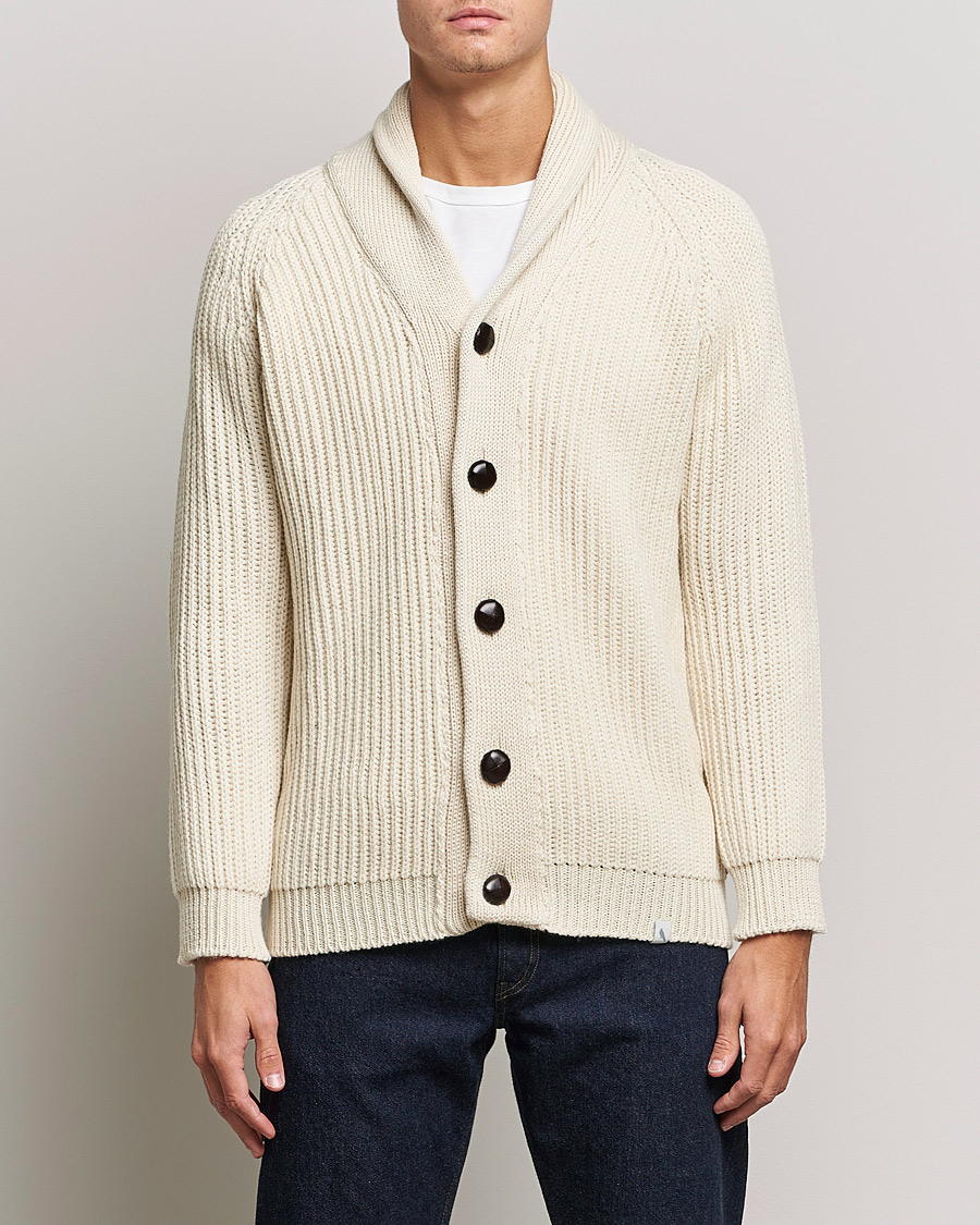 Herre | Trøjer | Peregrine | Wilkinson Ribbed Wool Cardigan Cream