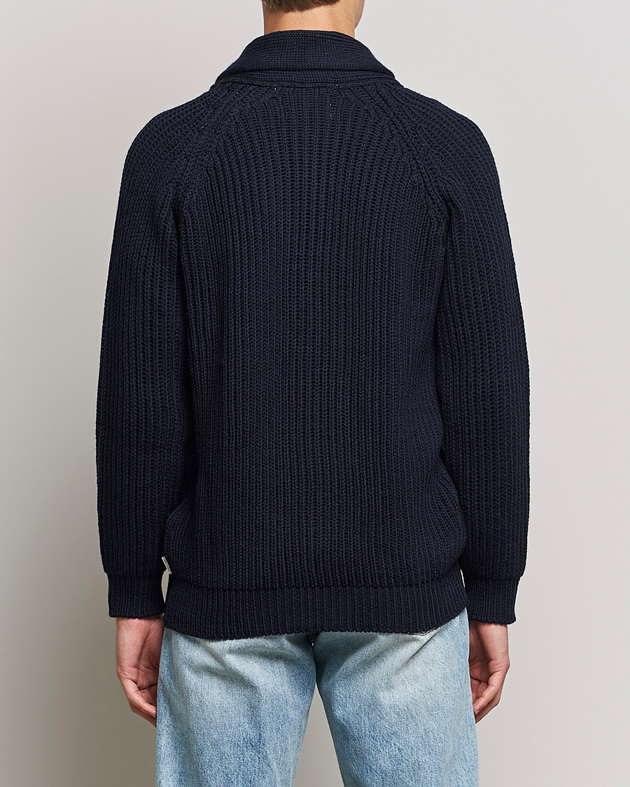 Herre | Trøjer | Peregrine | Wilkinson Ribbed Wool Cardigan Navy