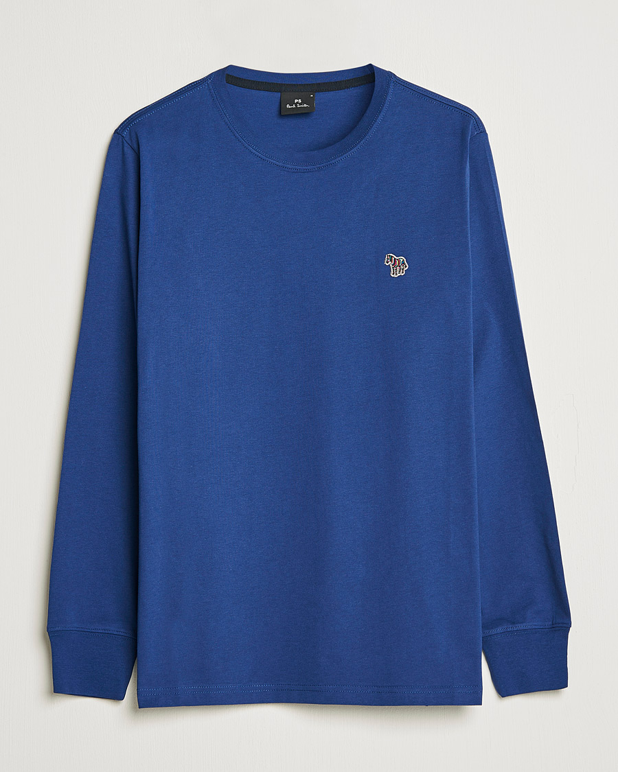 Herre | T-Shirts | PS Paul Smith | Zebra Organic Cotton Long Sleeve T-Shirt Navy