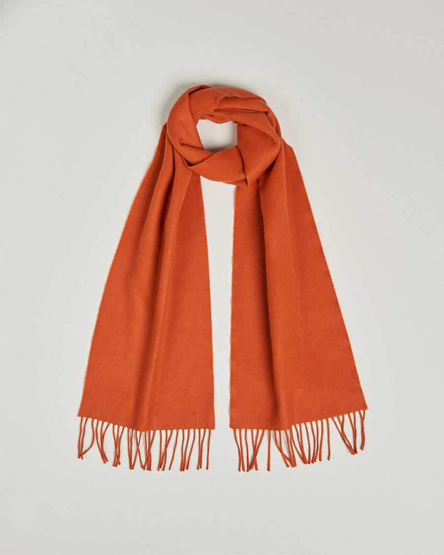 Herre | Begg & Co Vier Lambswool/Cashmere Solid Scarf Orange | Begg & Co | Vier Lambswool/Cashmere Solid Scarf Orange