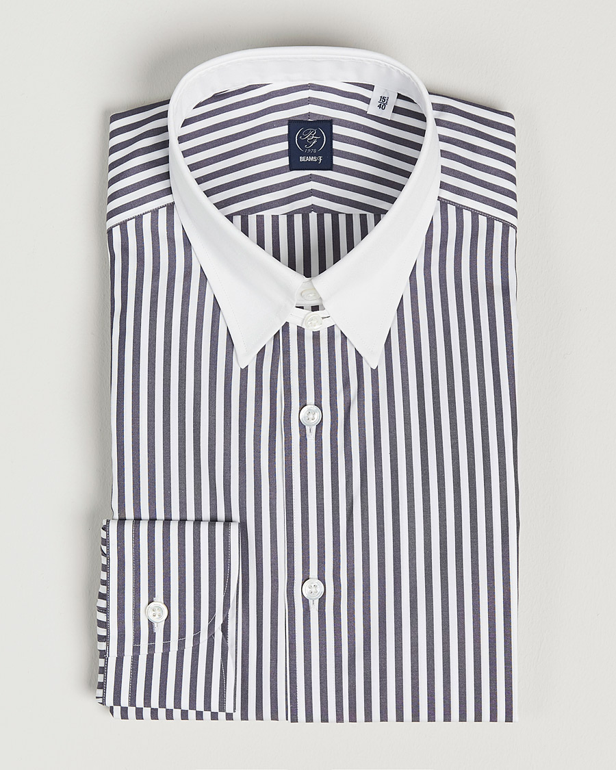 Herre | Skjorter | Beams F | Tab Collar Dress Shirt Grey/White