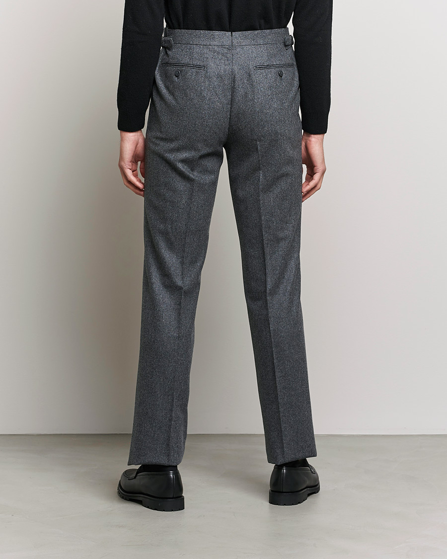 Herre | Bukser | Beams F | Pleated Flannel Trousers Dark Grey