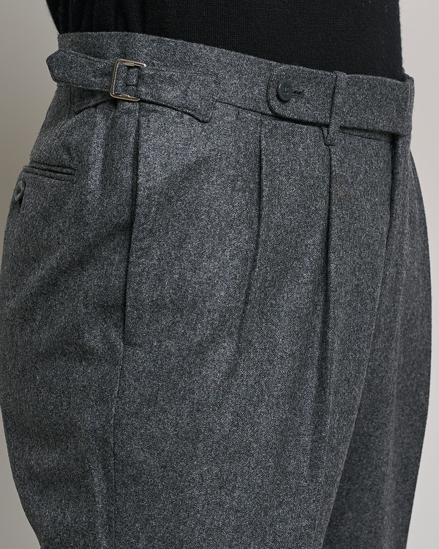 Herre | Bukser | Beams F | Pleated Flannel Trousers Dark Grey