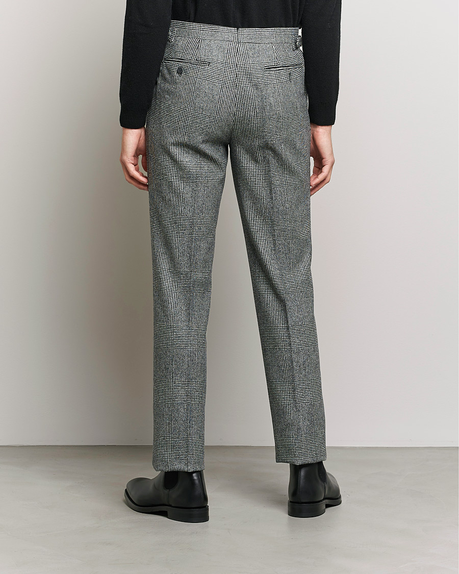 Herre | Bukser | Beams F | Pleated Flannel Trousers Grey Check
