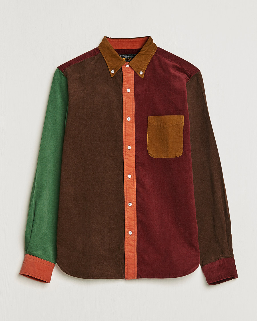 Herre | Skjorter | BEAMS PLUS | Corduroy Panel Button Down Shirt Golden Brown