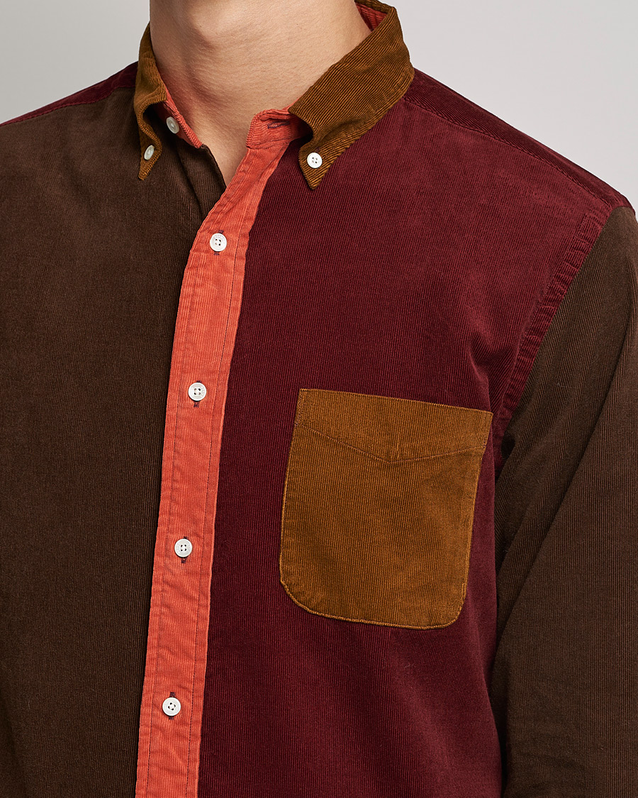 Herre | Skjorter | BEAMS PLUS | Corduroy Panel Button Down Shirt Golden Brown