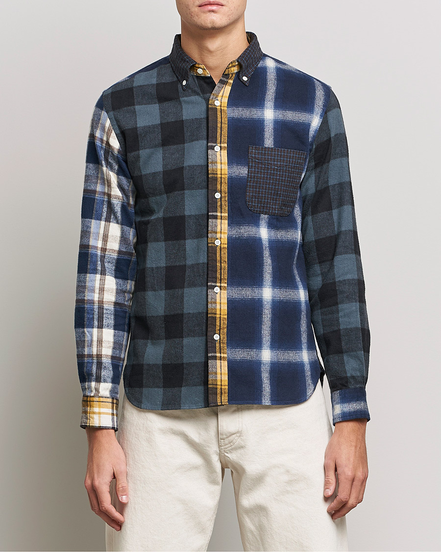 Herre | Japanese Department | BEAMS PLUS | Flannel Panel Button Down Shirt Navy Check