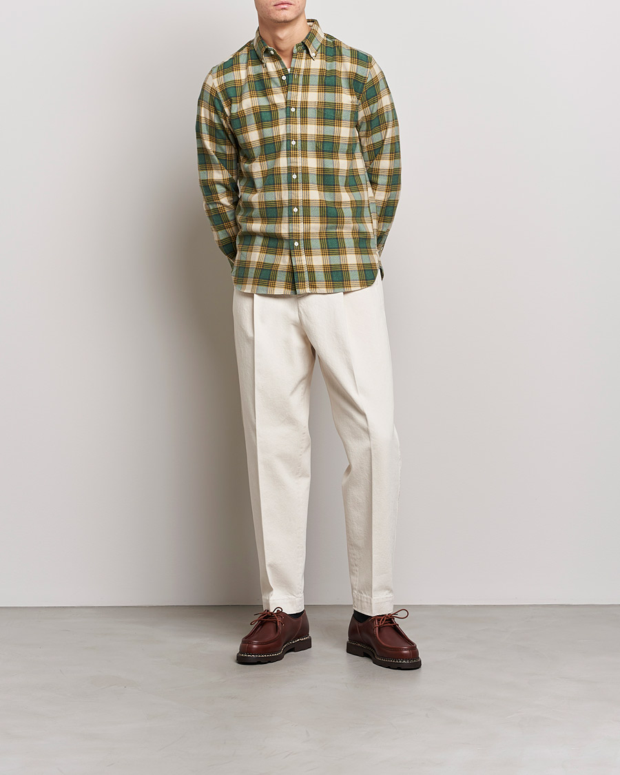 Herre | Flannelskjorter | BEAMS PLUS | Flannel Button Down Shirt Green Check