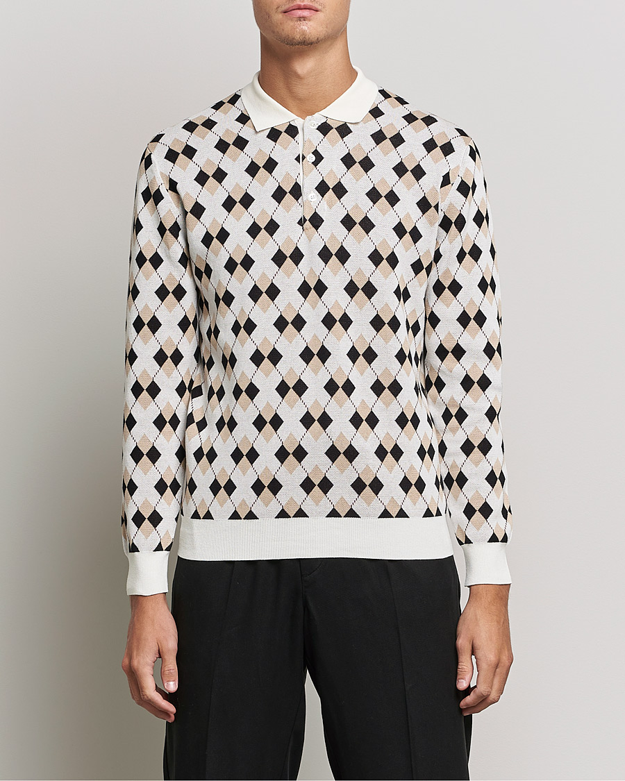 Herre | Trøjer | BEAMS PLUS | Argyle Knitted Polo Off White