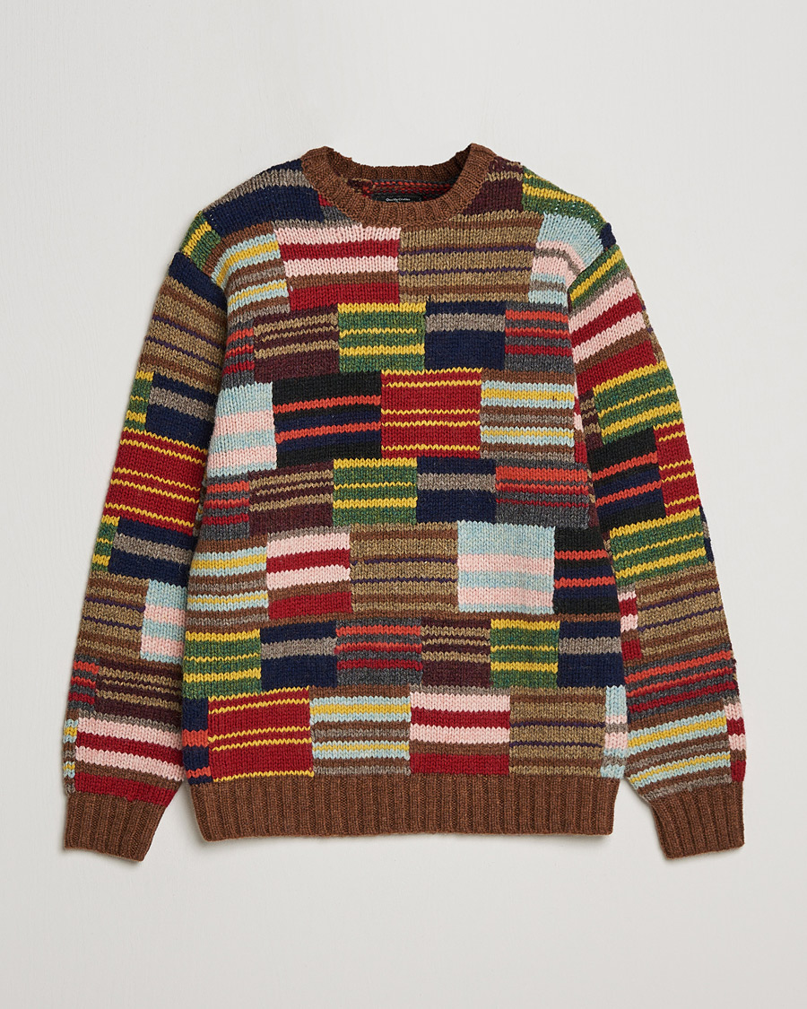 Herre | Trøjer | BEAMS PLUS | Hand Knit Patchwork Sweater Multi Stripe