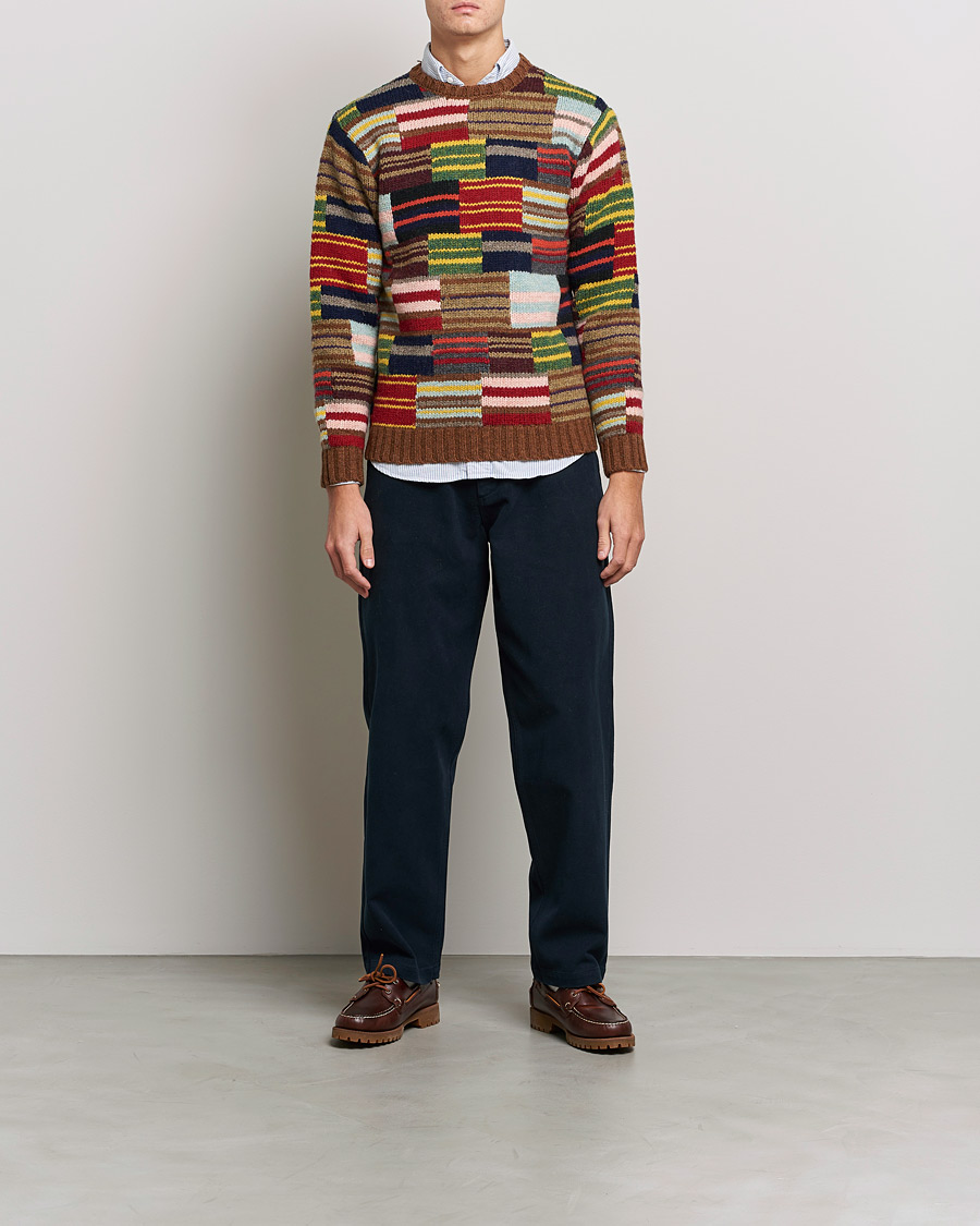 Herre | Strikkede trøjer | BEAMS PLUS | Hand Knit Patchwork Sweater Multi Stripe