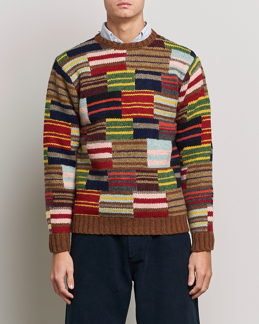 Herre | Trøjer | BEAMS PLUS | Hand Knit Patchwork Sweater Multi Stripe