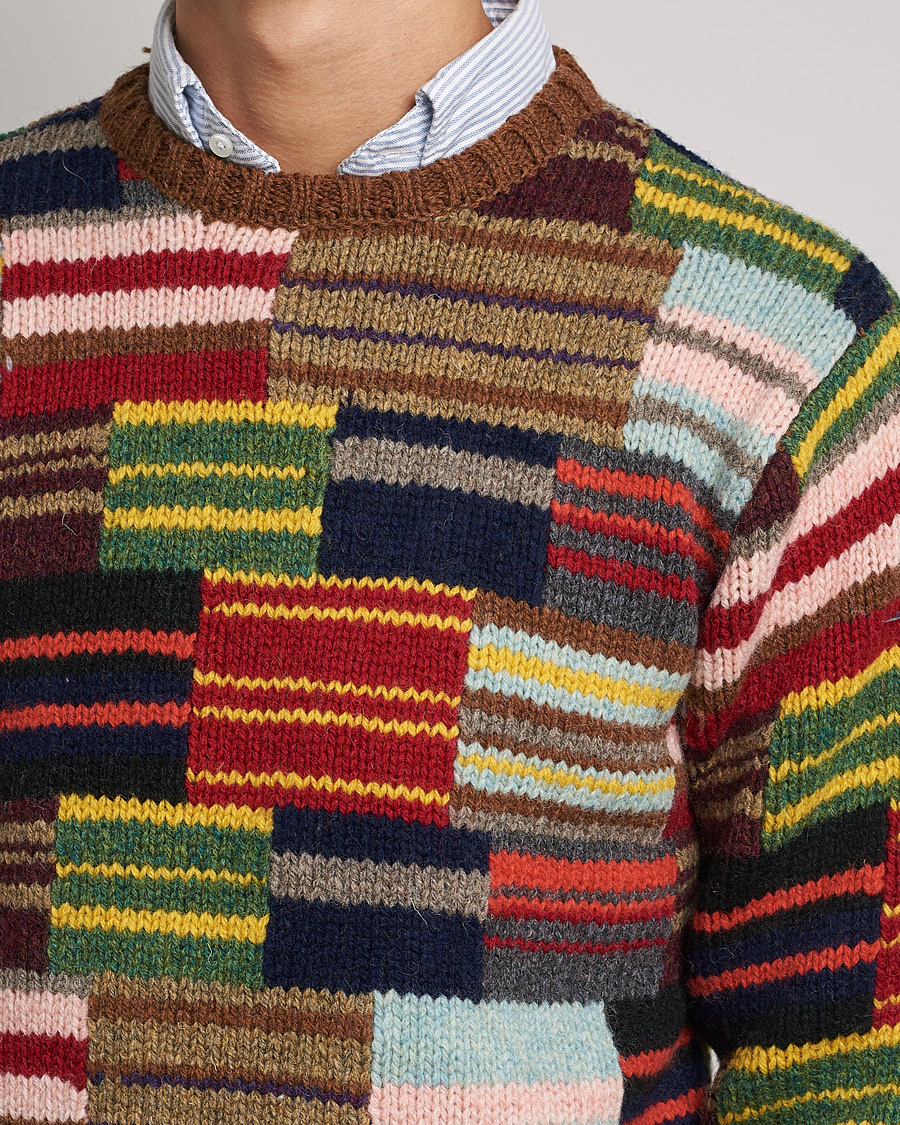 Herre | Trøjer | BEAMS PLUS | Hand Knit Patchwork Sweater Multi Stripe
