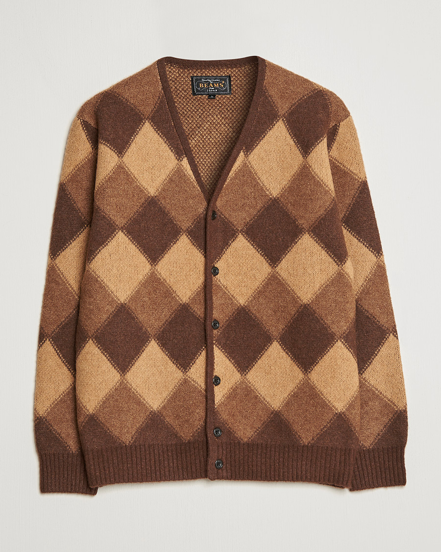 Herre | Trøjer | BEAMS PLUS | Argyle Jacquard Cardigan Brown 