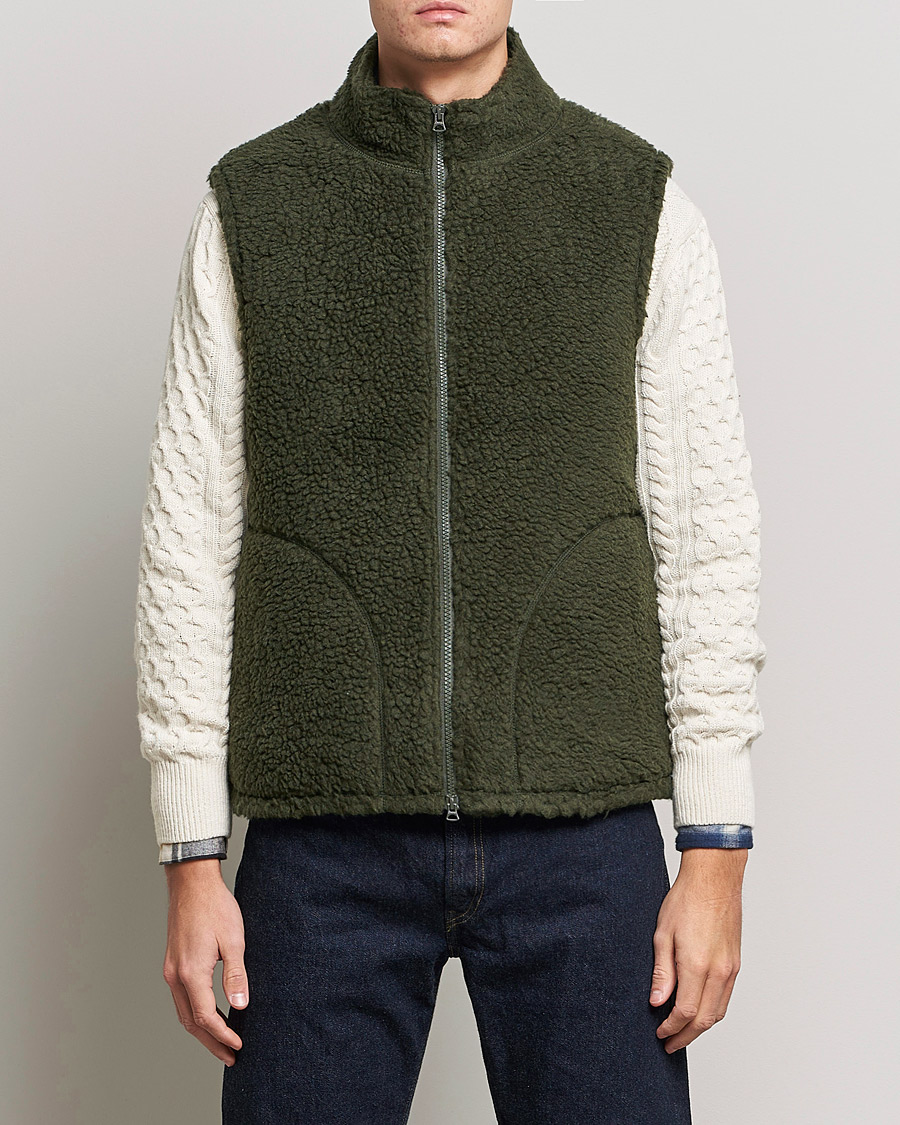 Herre | Jakker | BEAMS PLUS | Boa Fleece Vest Forest Green