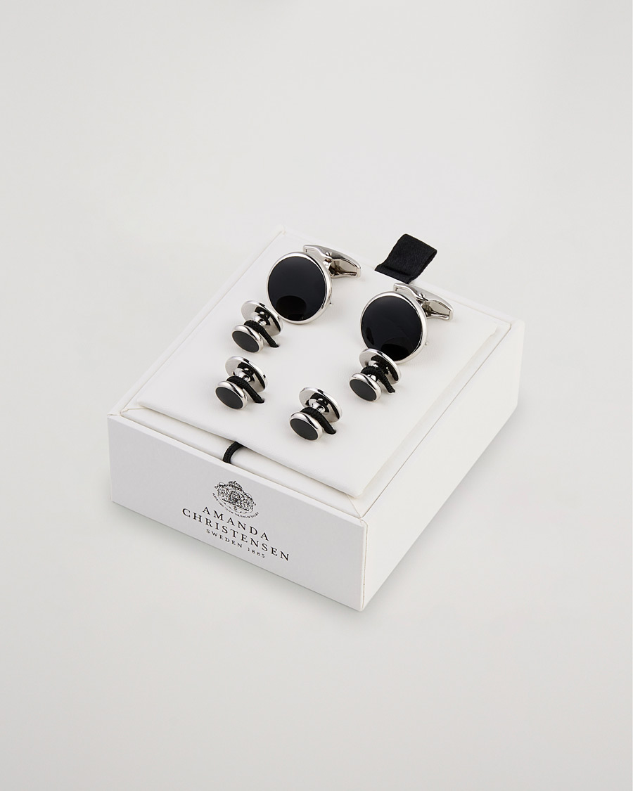 Herre | Mørkt tøj | Amanda Christensen | Cufflink & Shirt Studs Set Black/Silver