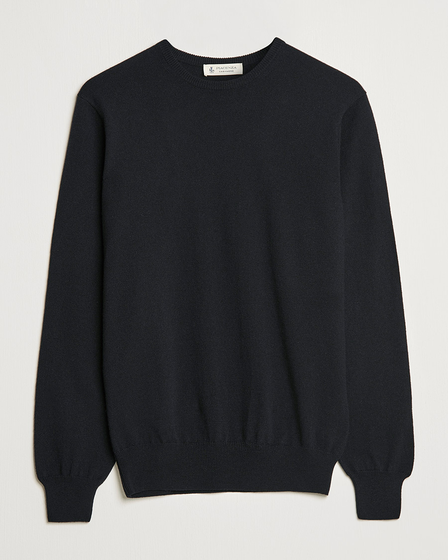 Herre |  | Piacenza Cashmere | Cashmere Crew Neck Sweater Black