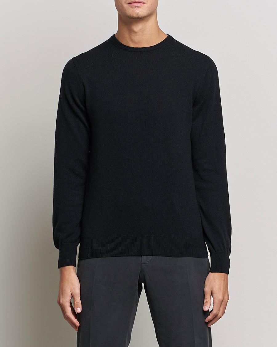 Herre | Pullovers med rund hals | Piacenza Cashmere | Cashmere Crew Neck Sweater Black