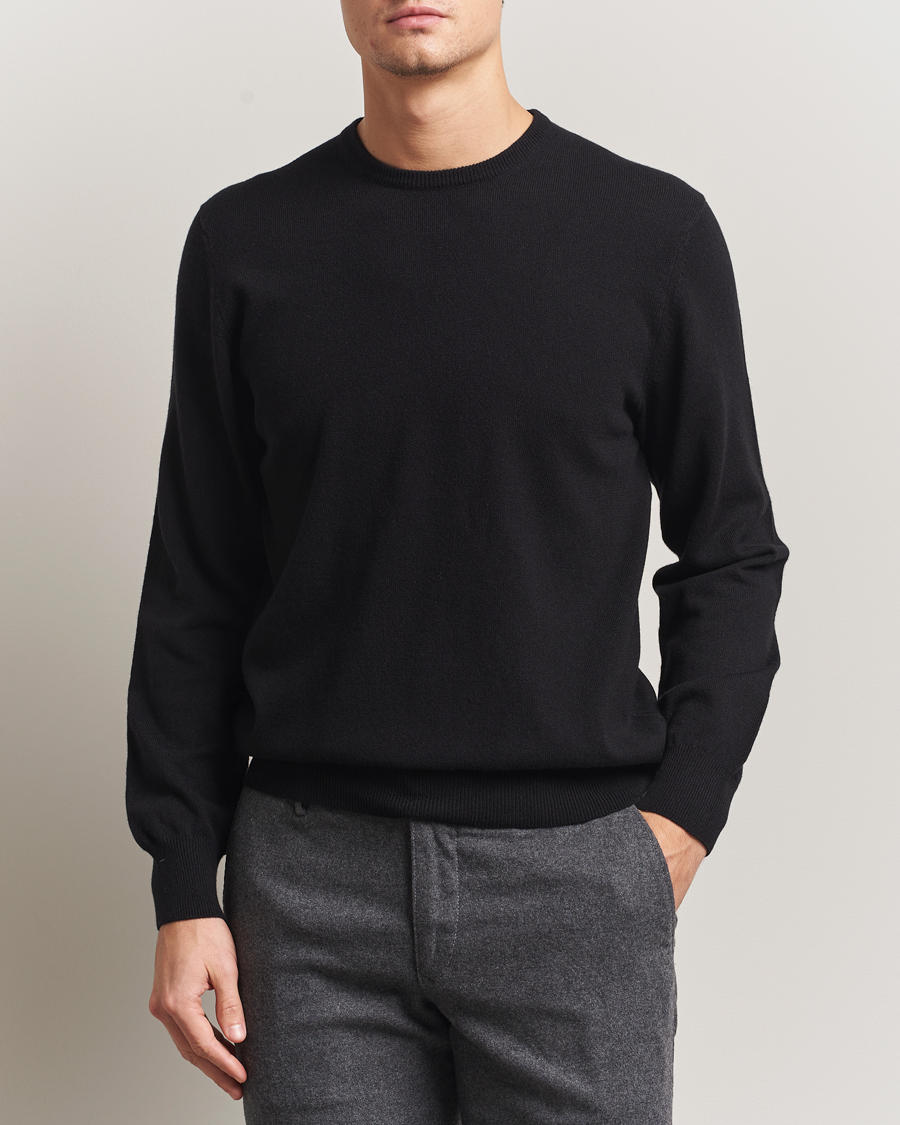 Herre | Trøjer | Piacenza Cashmere | Cashmere Crew Neck Sweater Black