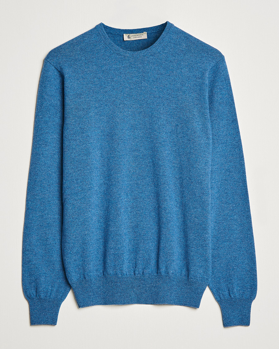 Herre | Pullovers med rund hals | Piacenza Cashmere | Cashmere Crew Neck Sweater Light Blue