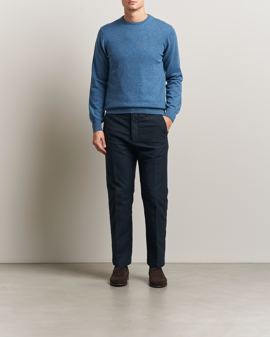 Herre | Trøjer | Piacenza Cashmere | Cashmere Crew Neck Sweater Light Blue