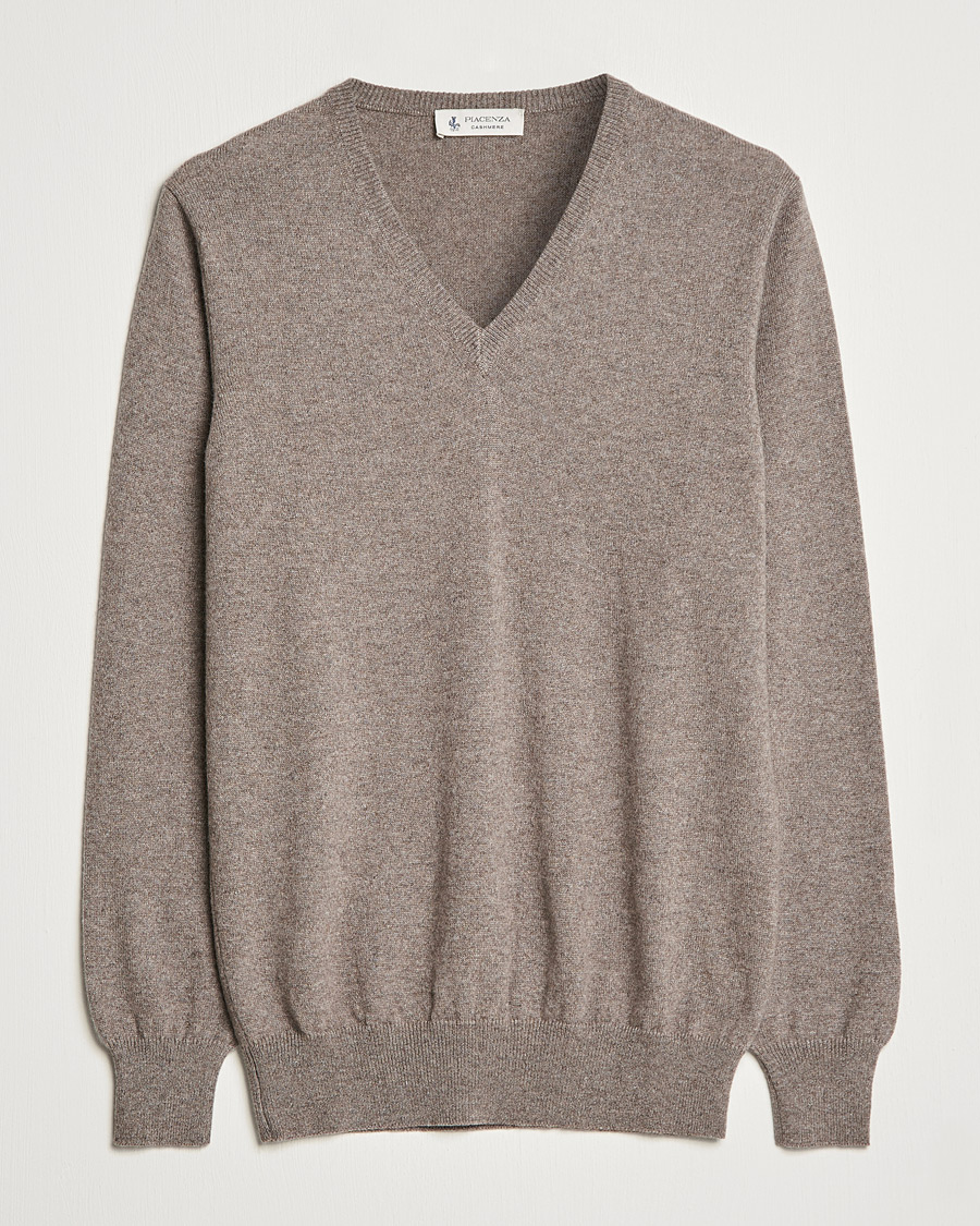 Herre |  | Piacenza Cashmere | Cashmere V Neck Sweater Brown