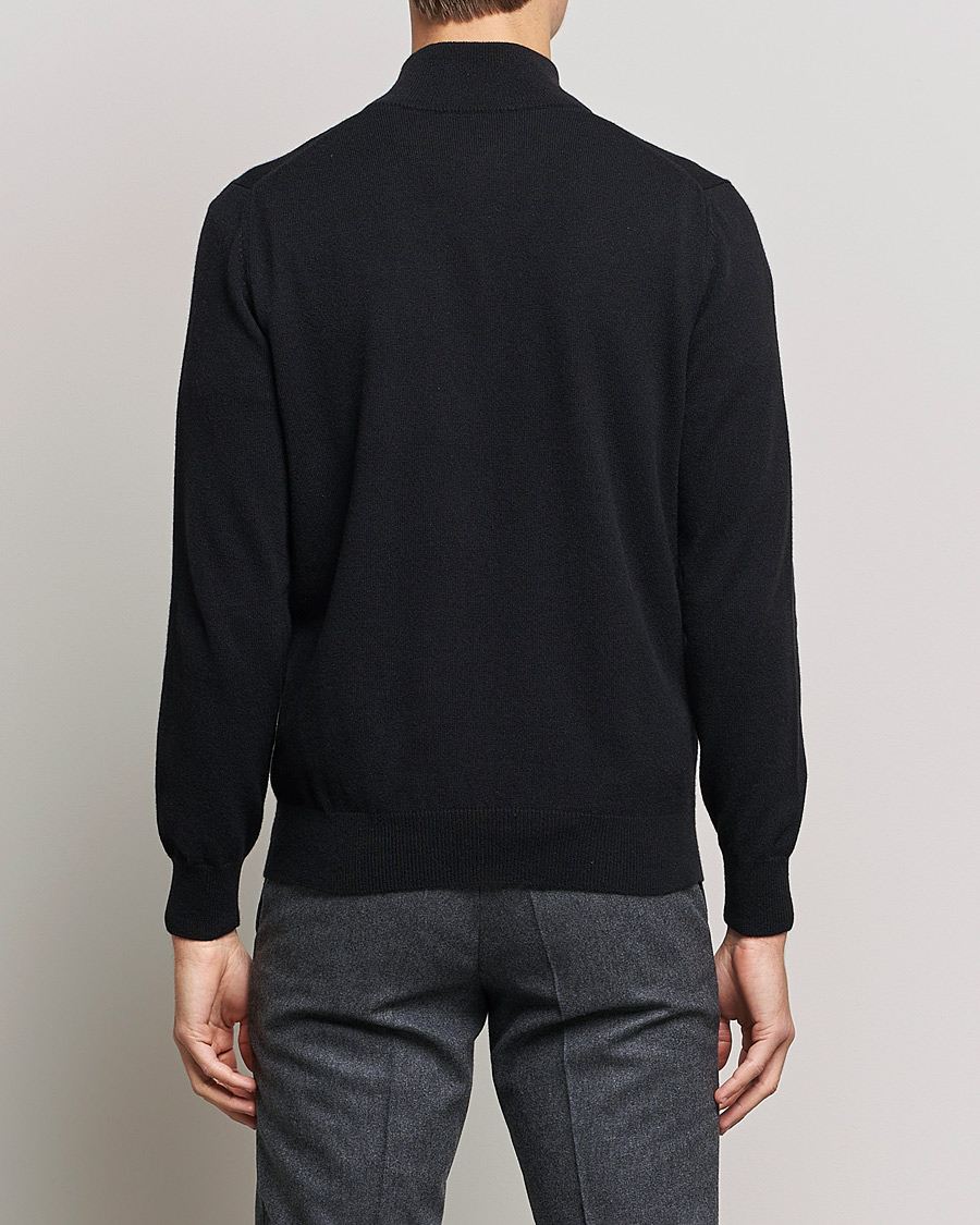 Herre | Trøjer | Piacenza Cashmere | Cashmere Half Zip Sweater Black