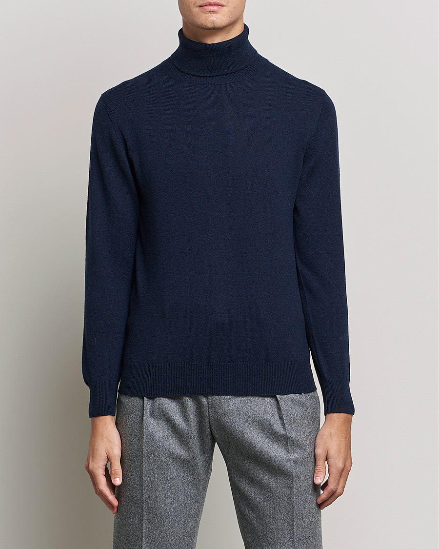 Herre |  | Piacenza Cashmere | Cashmere Rollneck Sweater Navy