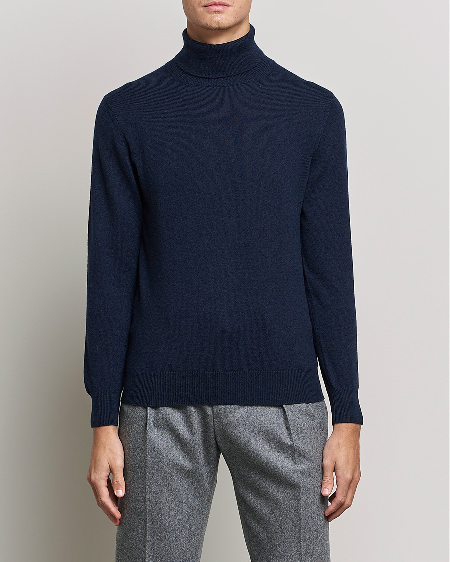 Herre | Italian Department | Piacenza Cashmere | Cashmere Rollneck Sweater Navy